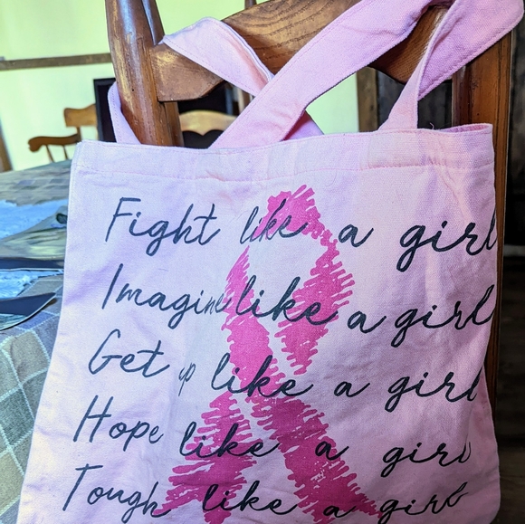 Pink Breast Cancer Awareness Tote Bag - Picture 4 of 5